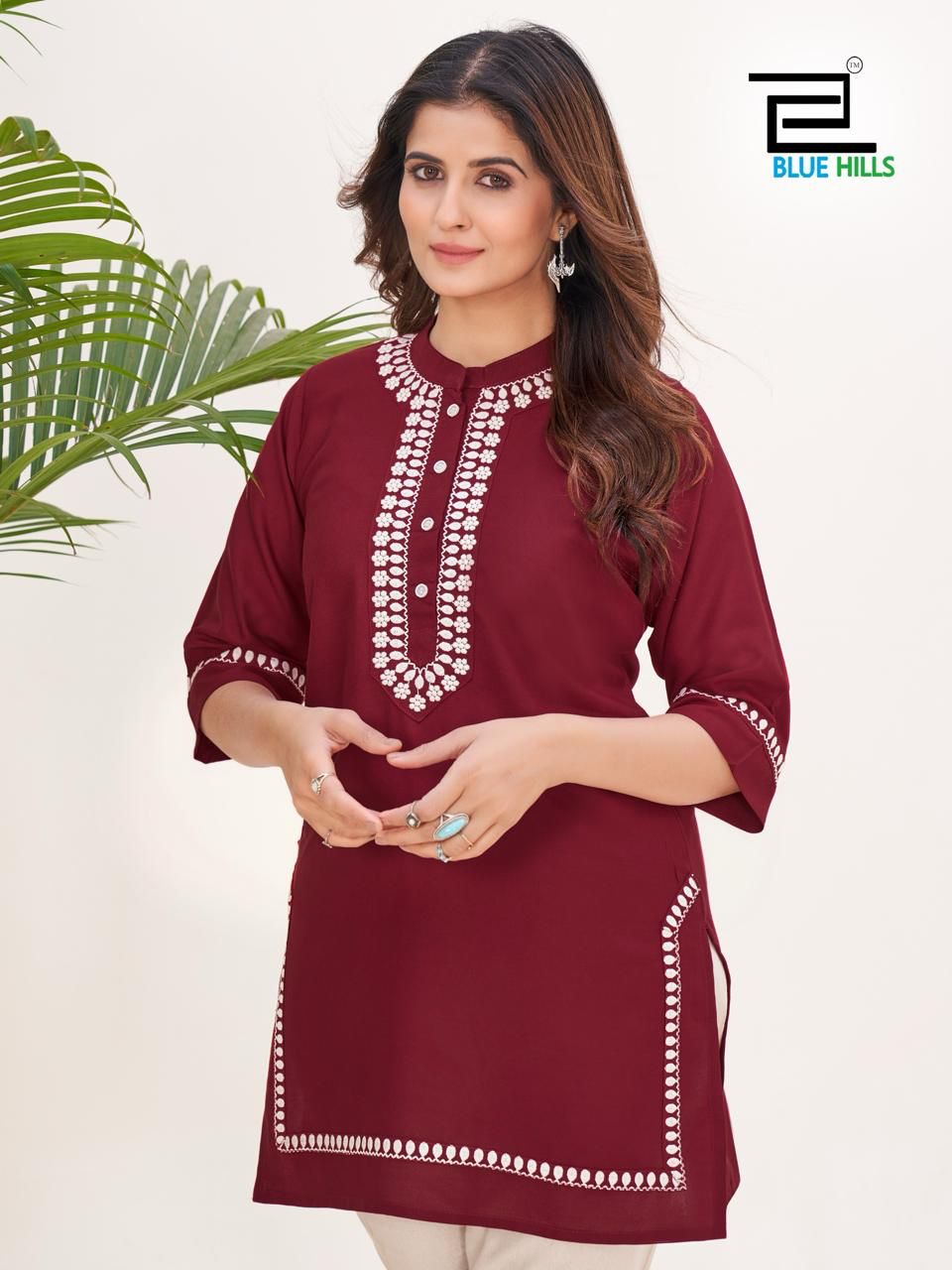 Swiss By Blue Hills Rayon Embroidery Short Kurtis Wholesale Clothing Suppliers In India
